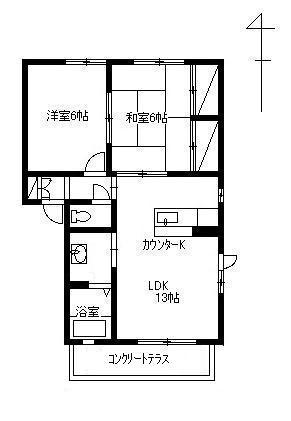 ハイネスA(2LDK/1階)の間取り写真