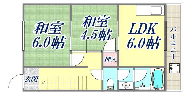 前田文化(2DK/2階)の間取り写真