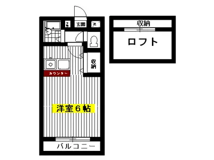 ロワジール向山D(1K/2階)の間取り写真
