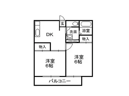 ファミール伊藤(2DK/1階)の間取り写真
