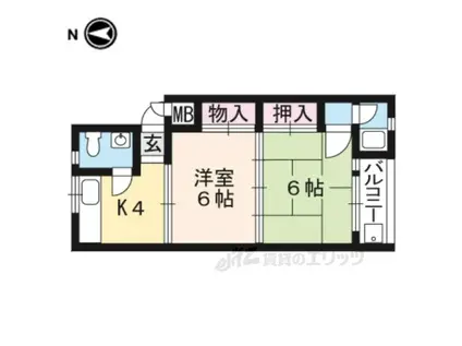 第1大北マンション(2K/2階)の間取り写真