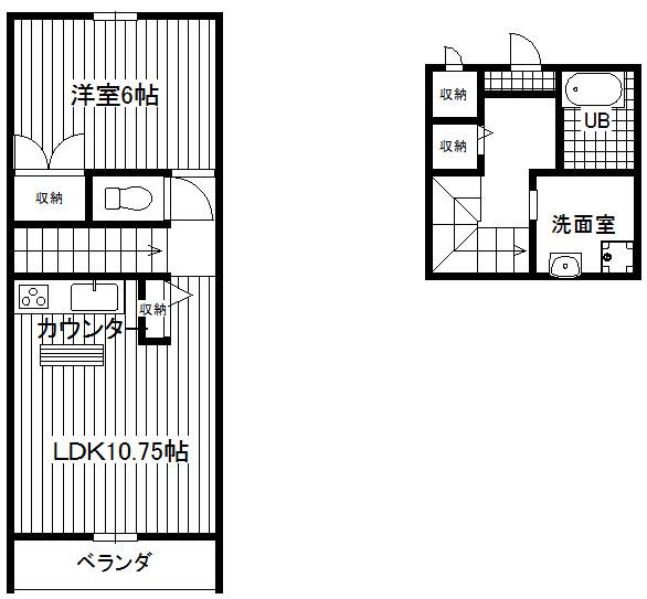 RE-STYLE 十和田宅建メイト(1LDK/2階)の間取り写真