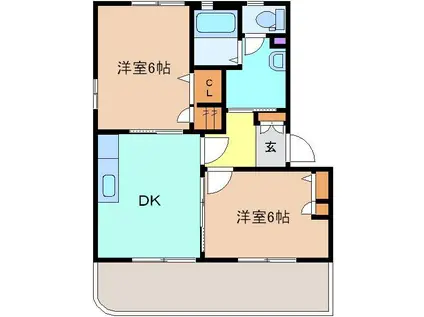 ロコ・カネッサ A棟(2DK/1階)の間取り写真