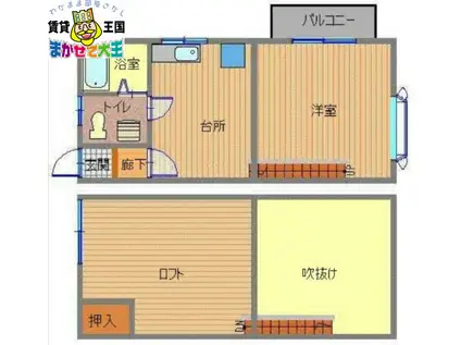 アークヒルズ昭和町(1DK/2階)の間取り写真