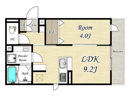 SILIUS SENRICHUO(1LDK/1階)の間取り写真