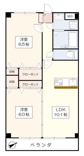 エコーヒルズ神代(2LDK/3階)の間取り写真
