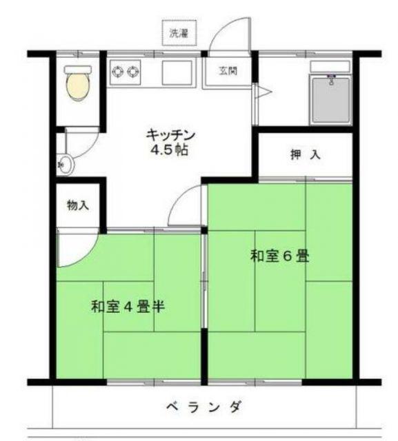 寿荘(2K/2階)の間取り写真