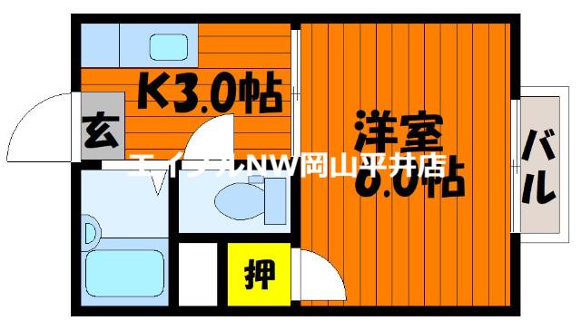 カーサ・ユベントス(1K/1階)の間取り写真