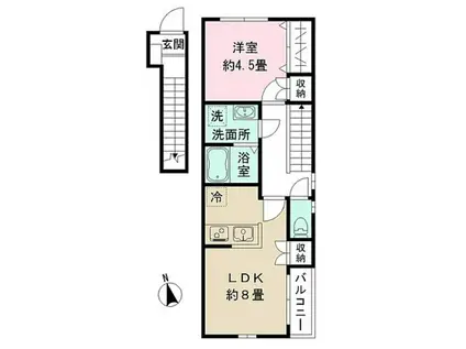 リズ大京町(1LDK/2階)の間取り写真