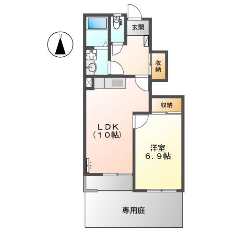 アシューレ広(1LDK/1階)の間取り写真