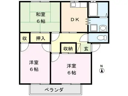 コーポ秋仙1号棟(3DK/2階)の間取り写真