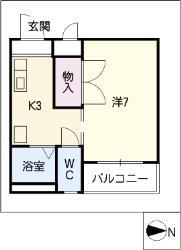スカイハイツ(ワンルーム/1階)の間取り写真