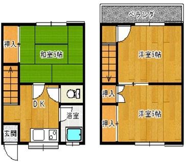 品川三喜コーポ(3K/2階)の間取り写真