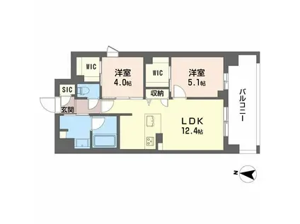 セントリヴィエ大阪梅田(2LDK/6階)の間取り写真