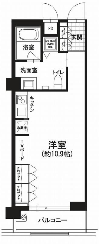 ディアクレスト西新(ワンルーム/2階)の間取り写真