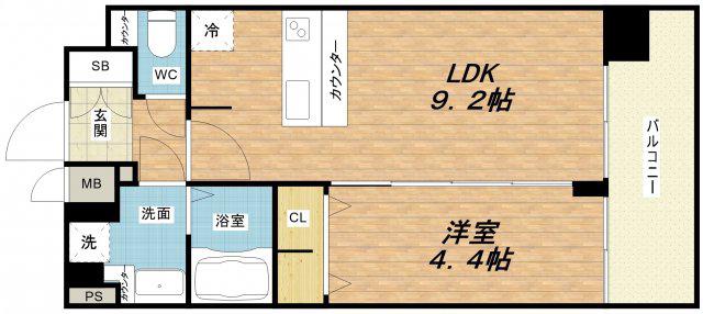 プレサンス森ノ宮 THEゲート(1LDK/10階)の間取り写真