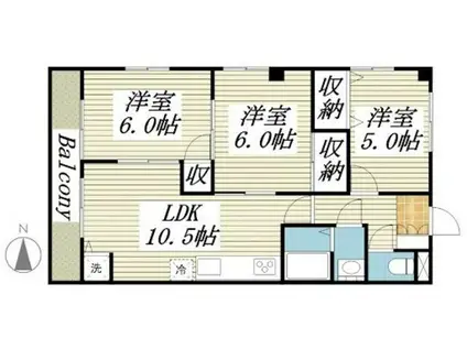 アメニティ松ヶ丘(3LDK/3階)の間取り写真