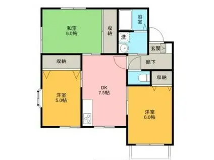 ルーミー甲府32号館(3DK/2階)の間取り写真