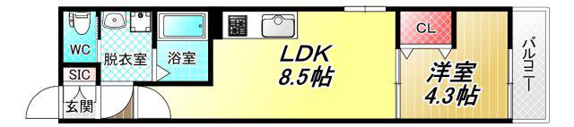 BADGE TOMOI EST II(1LDK/1階)の間取り写真