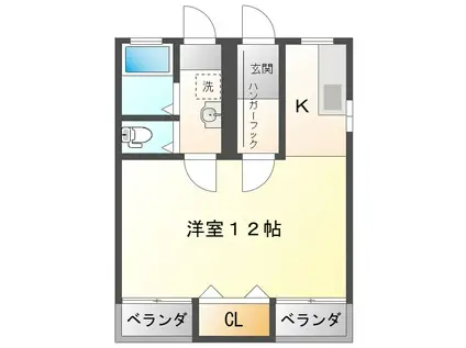 パレットビル(1K/2階)の間取り写真