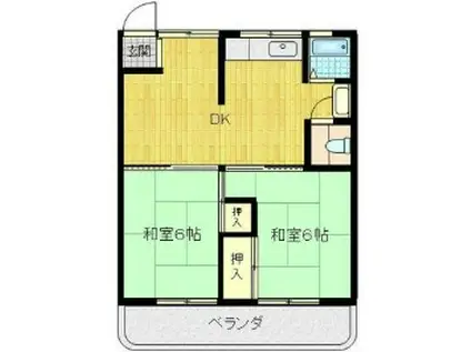 大塩コーポ(2DK/3階)の間取り写真