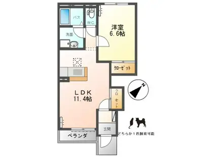 サンライズ(1LDK/1階)の間取り写真