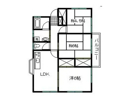 中屋ビル(3LDK/2階)の間取り写真