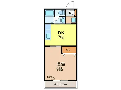 ラ・セゾン城北(1DK/2階)の間取り写真