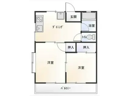 第5山利リヴィエラ館(2DK/2階)の間取り写真