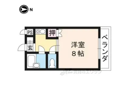 エーデルKATABIRA(1K/2階)の間取り写真