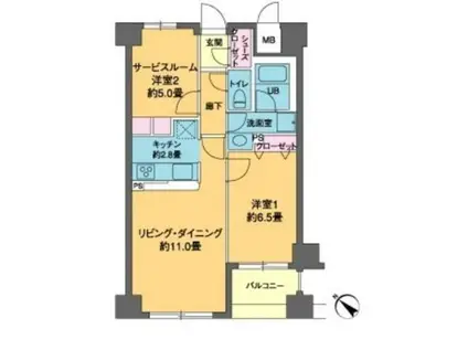 カスタリア茅場町(1SLDK/9階)の間取り写真