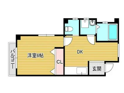 グランブルー中山手(1K/2階)の間取り写真