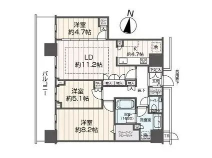 ONE札幌ステーションタワー(3LDK/43階)の間取り写真