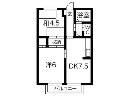 シティハイツWAKAGO(2DK/1階)の間取り写真