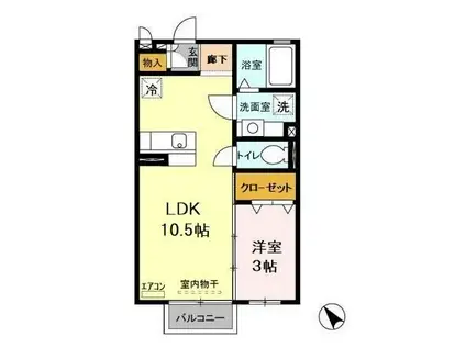 メゾン・ド・グリシーヌ(1LDK/2階)の間取り写真