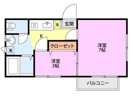 サンハイム弘和(2K/2階)の間取り写真