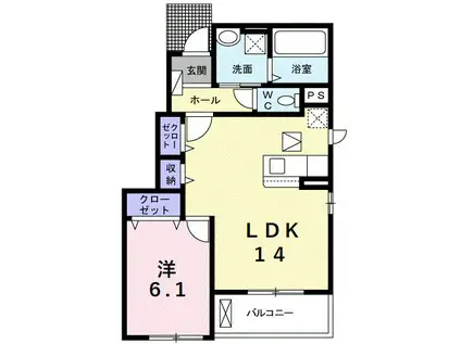 エアリーヒルVI(1LDK/1階)の間取り写真
