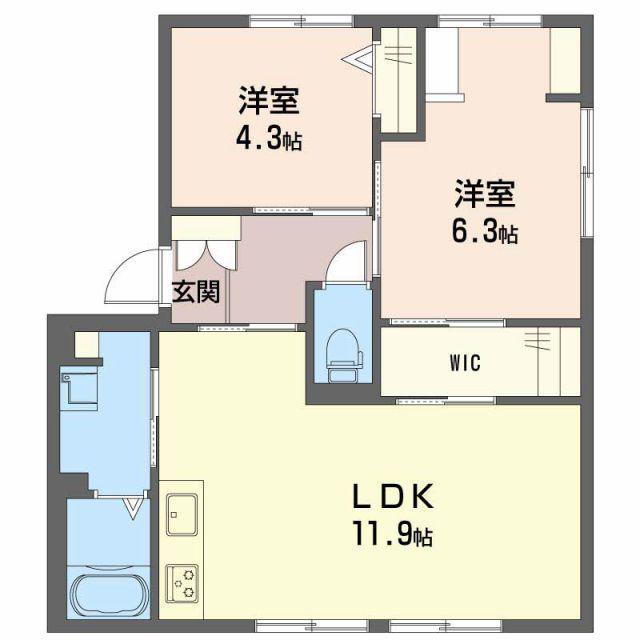 コーポ松浦C棟(2LDK/1階)の間取り写真