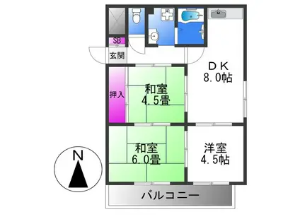 プレアール南亀井II(3DK/3階)の間取り写真