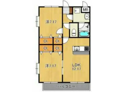 インポート久留米ルビーV(2LDK/6階)の間取り写真