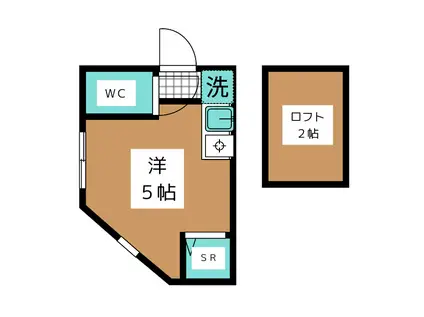 テレシーナ(ワンルーム/2階)の間取り写真