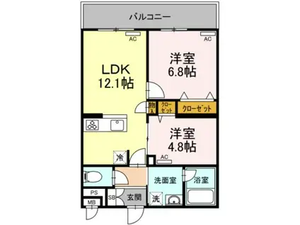 コージーコート大泉学園(2LDK/4階)の間取り写真