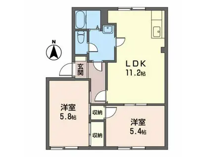 ファミールカーサ(2LDK/1階)の間取り写真