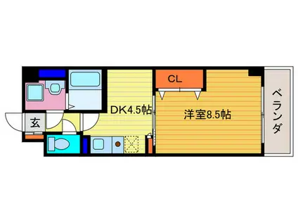 ベルドミール洛南(1DK/5階)の間取り写真