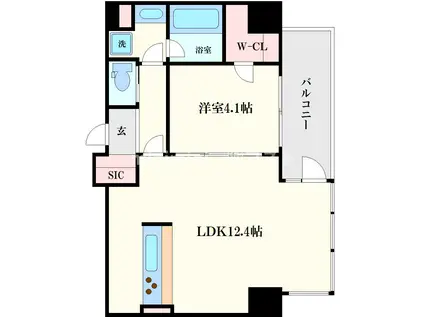 BRAVE常盤町II(1LDK/13階)の間取り写真