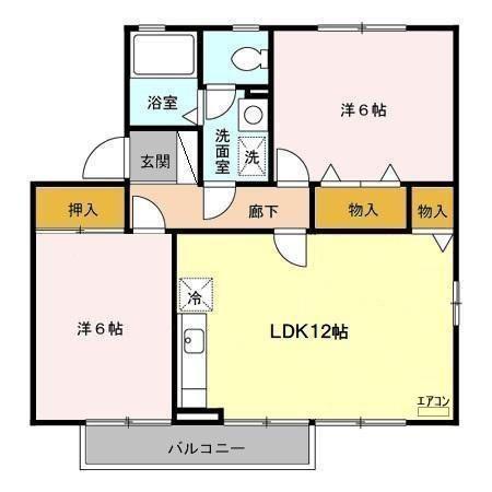 パークロイヤルB棟(2LDK/1階)の間取り写真