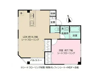 YMビル(1LDK/3階)の間取り写真