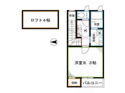 PALMGROVE(1K/2階)の間取り写真
