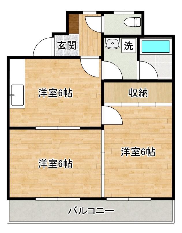 第二中央みささビル(2DK/6階)の間取り写真