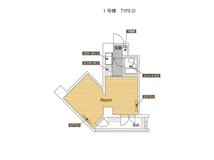 カレッジタウン(1DK/7階)の間取り写真
